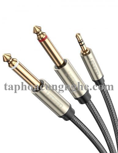 Ugreen 10618 3M màu xám cáp 3.5mm TRS ra 2 cổng 6.35mm TS AV126 30010618